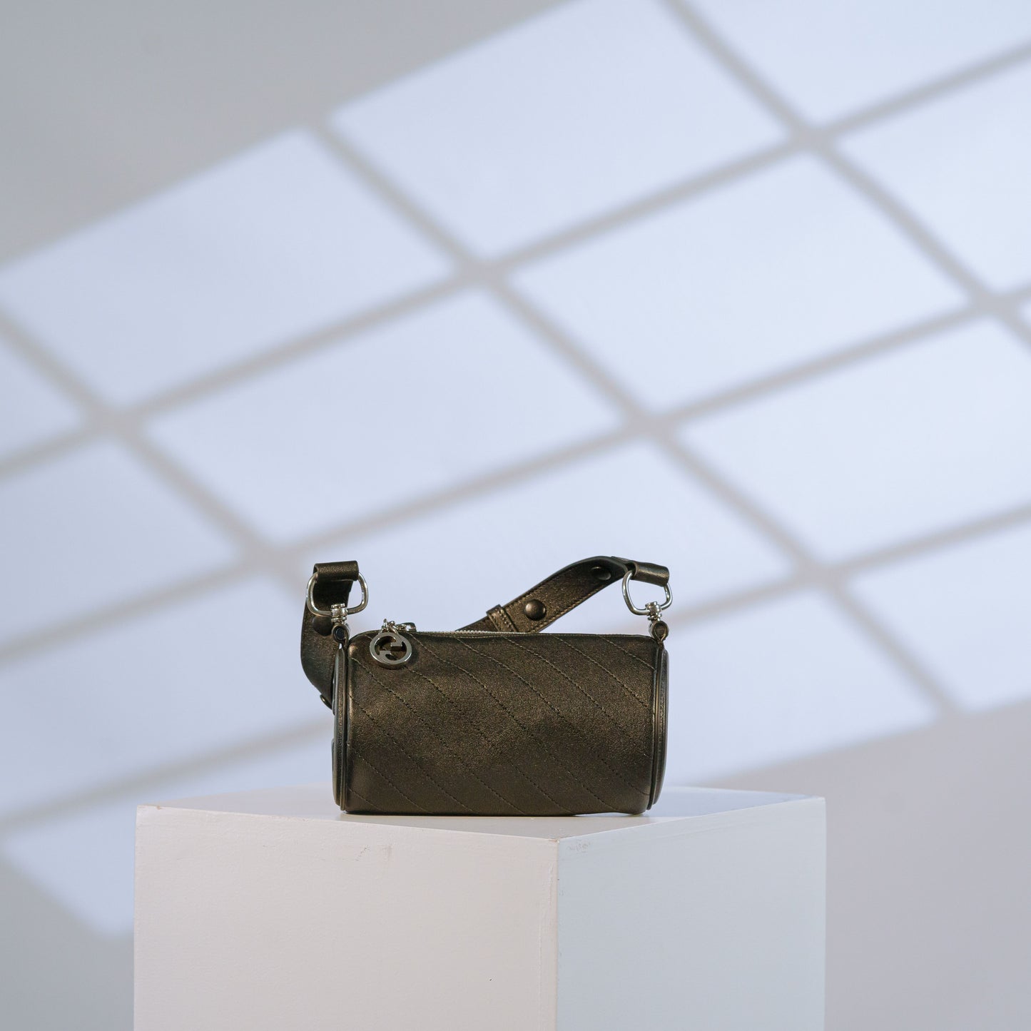 Gucci Black Leather Mini Sakai Be Green Blondie Cylinder Shoulder Bag
