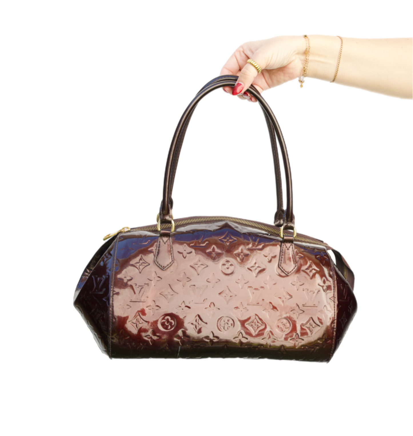Louis Vuitton Blanc Corail Monogram Vernis Sherwood PM Bag