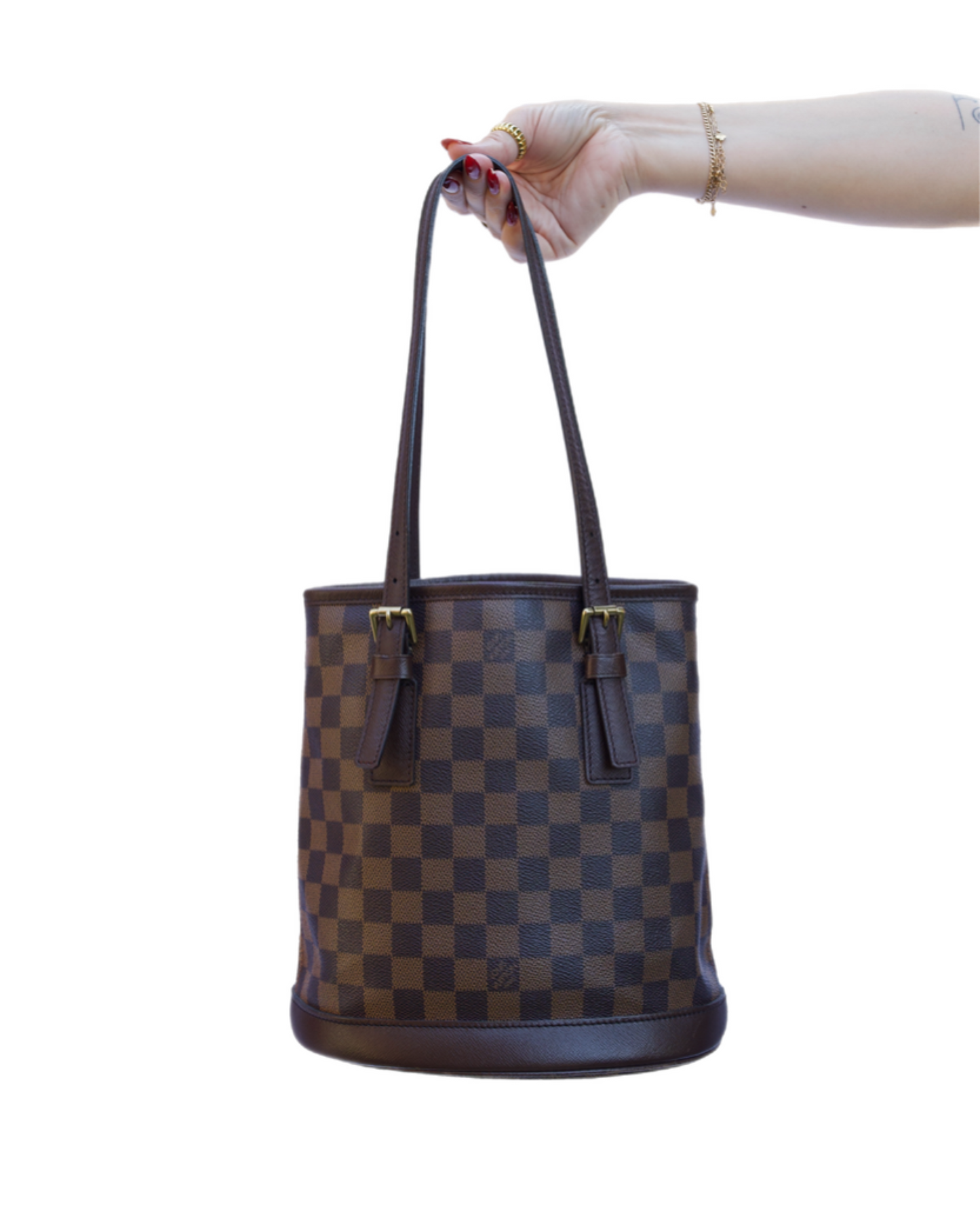 The Louis Vuitton Damier Ebene Marais Bucket 23