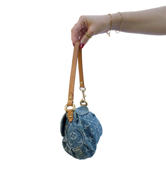 Louis Vuitton Blue Monogram Denim Mini Pleaty Shoulder Bag
