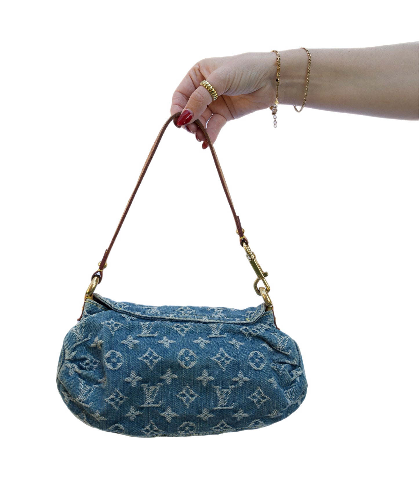 Louis Vuitton Blue Monogram Denim Mini Pleaty Shoulder Bag
