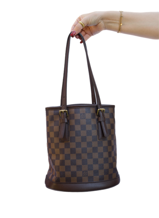 The Louis Vuitton Damier Ebene Marais Bucket 23