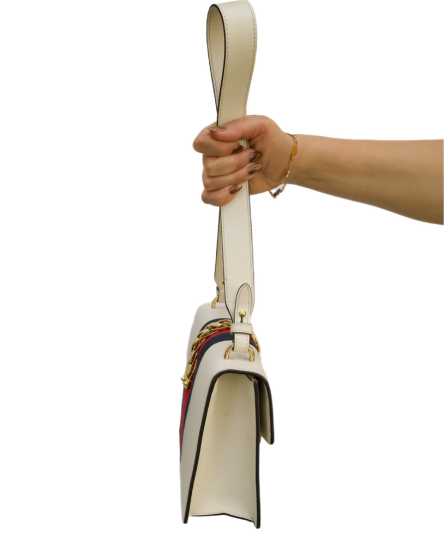 Gucci White Leather Sylvie Medium Shoulder Bag