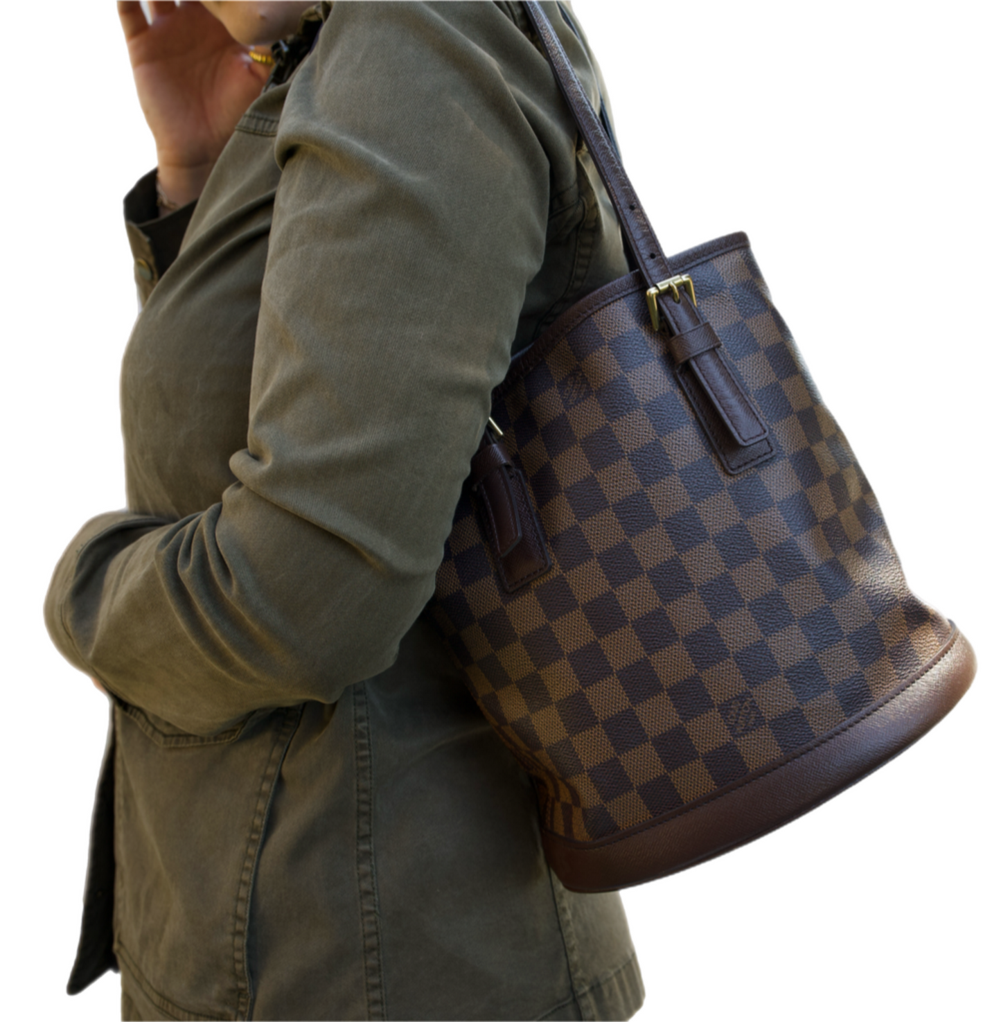 The Louis Vuitton Damier Ebene Marais Bucket 23