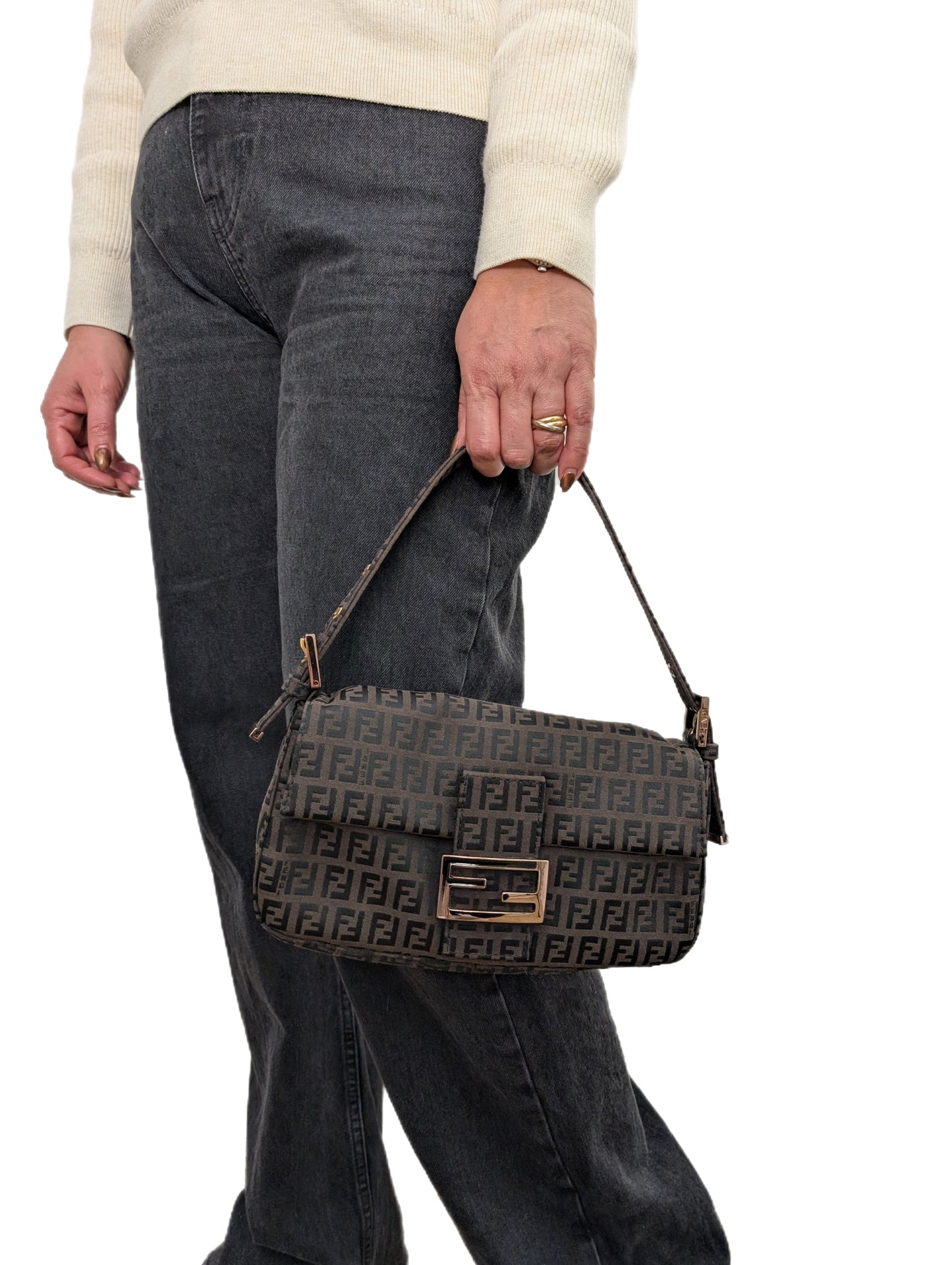 Fendi Chocolate Brown Rose Gold Baguette