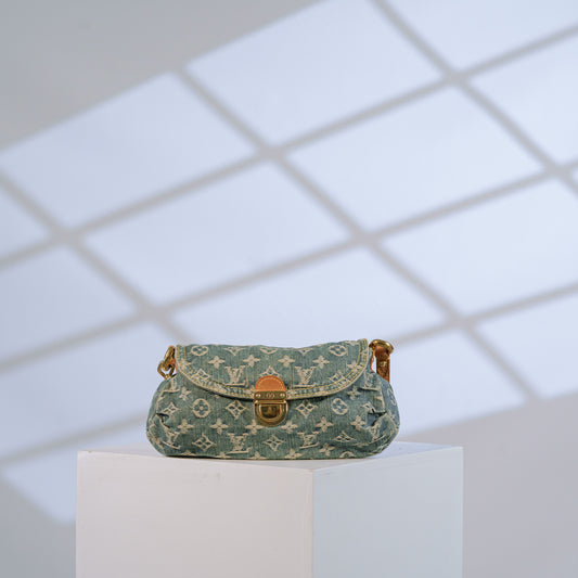 Louis Vuitton Blue Monogram Denim Mini Pleaty Shoulder Bag