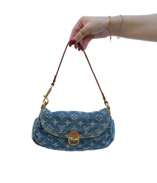 Louis Vuitton Blue Monogram Denim Mini Pleaty Shoulder Bag
