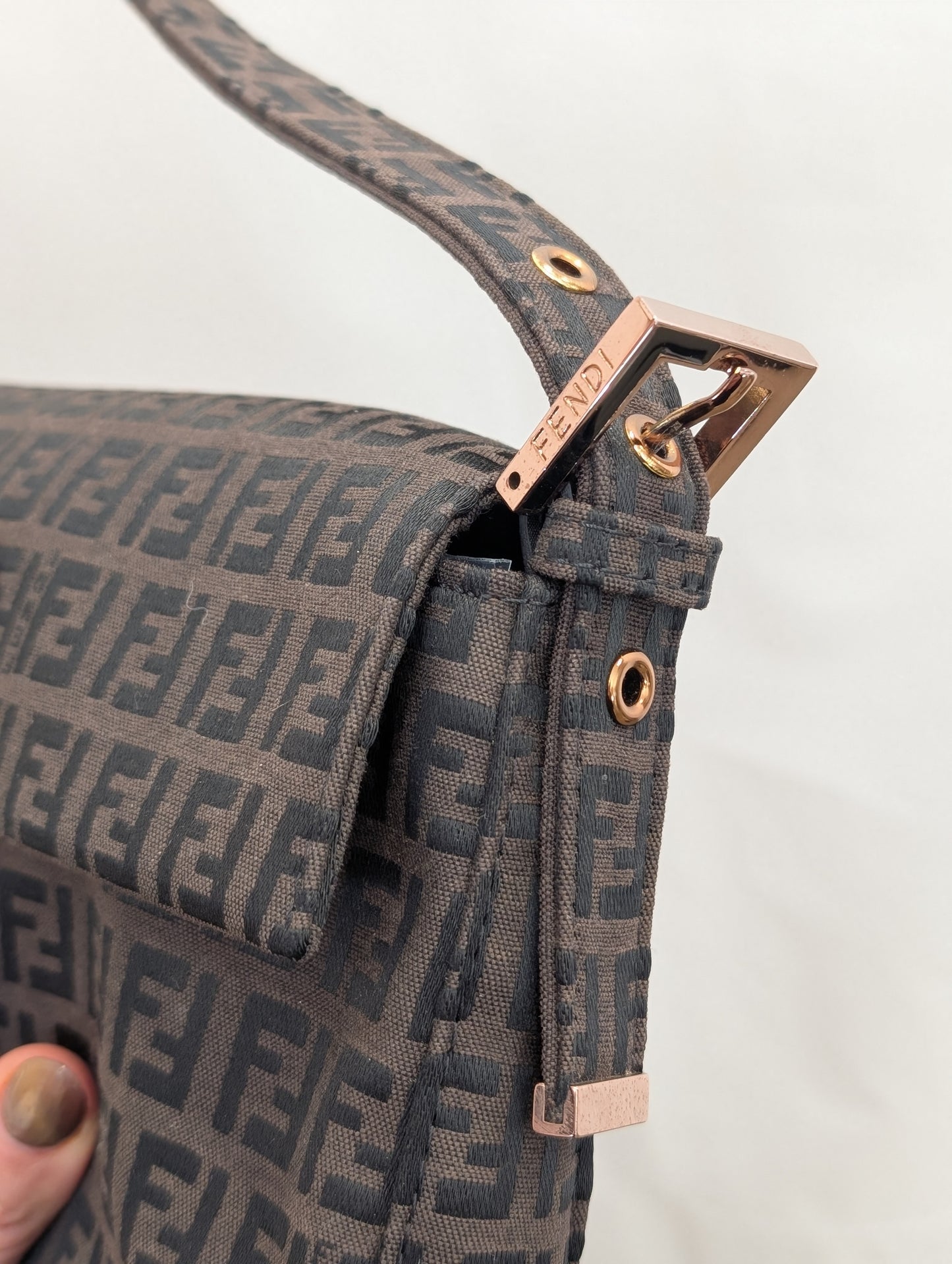 Fendi Chocolate Brown Rose Gold Baguette