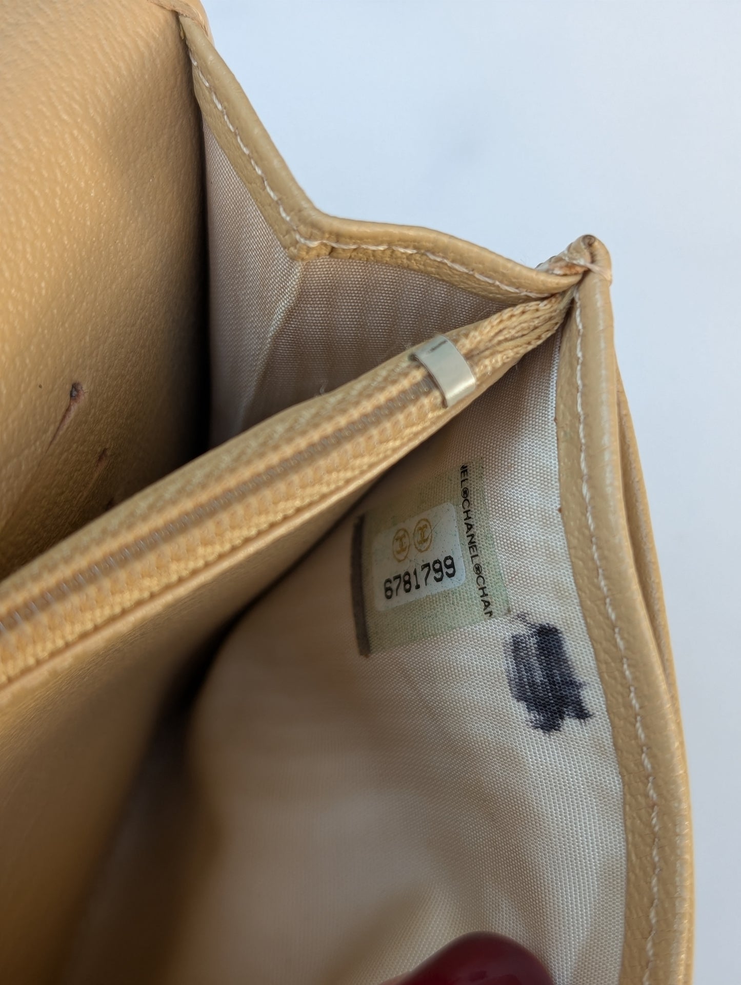 Chanel Beige Leather Flap Wallet